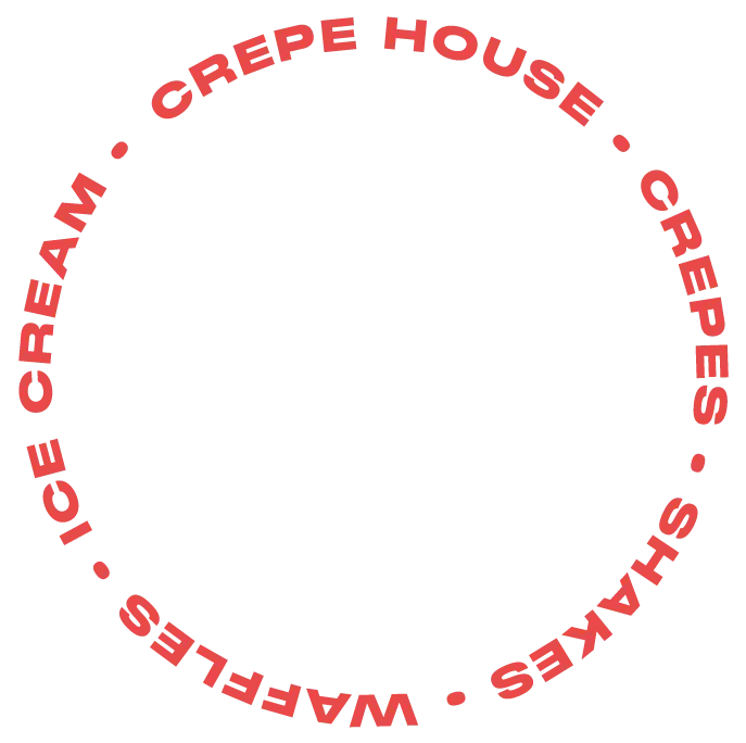 Red Circular Crepe Houe Text